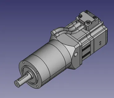 RB300-L06G-R2030-Q1K-CA-YK + PLE060-050-S2-P2, 200W Servomotor mit integriertem Regler und 1:50 Planetengetriebe, 30.26Nm, 60rpm, magnetischer Single-turn Encoder, ohne Haltebremse